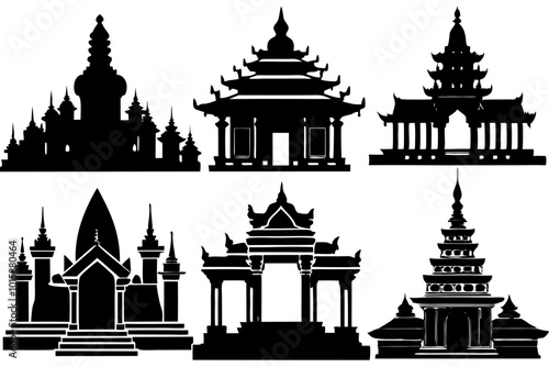 vector set of temple silhouettes