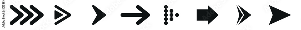 Arrows set black vector. Arrow icon collection. Group of modern cursor signs isolated on transparent. Arrows set black vector. Arrow icon collection. Group of modern cursor signs isolated on transparent.
