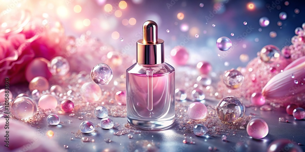 Serum Texture on Transparent Liquid with Pink Gem Sparkle - Fashion Photography Serum Texture on Transparent Liquid with Pink Gem Sparkle - Fashion Photography