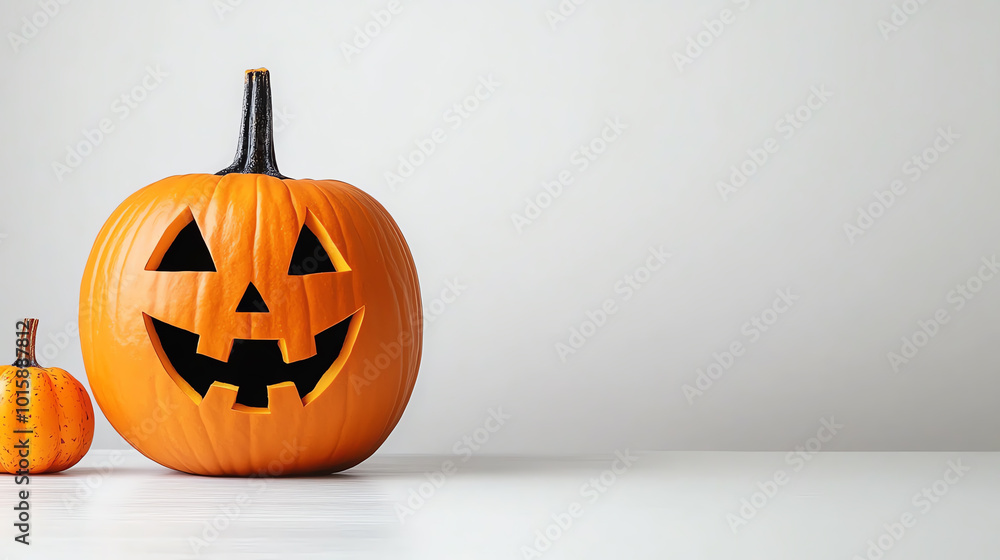 Halloween pumpkins with carved faces, white isolated background. Halloween pumpkins with carved faces, white isolated background.