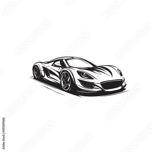 Sport car front view black icon. Modern linear icon with car, vehicle icon front view. Auto sport, fast automobile symbol. Car icon front view. Simple vector illustration