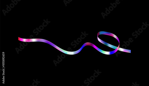 Colorful ribbon holograph wave vector illustration