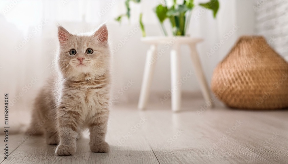 cute happy Kitten in the room, really, high quality photos, light background, copy space cute happy Kitten in the room, really, high quality photos, light background, copy space