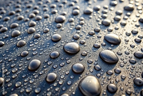 Water Drops on Metallic Grey Car - Stunning Macro Shot for Automotive Photography