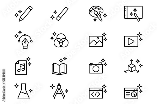 Creative icon set, vector linear icon.