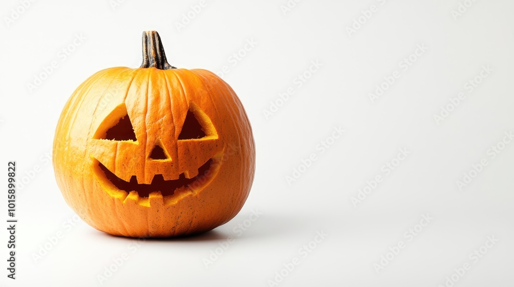 Pumpkin with carved face on white background Pumpkin with carved face on white background