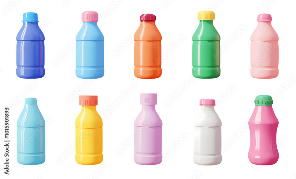 Collection of set 3d Bottle icon isolated on transparent background. PNG file, cut out Collection of set 3d Bottle icon isolated on transparent background. PNG file, cut out