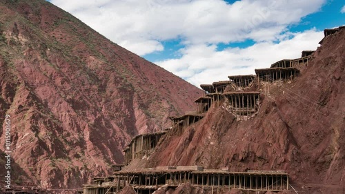 Time-lapse photography of thousand-year-old salt fields along the Yarlung Zangbo River in Mangkang, Sichuan Province, China