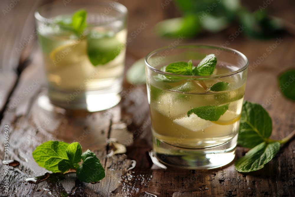 Refreshing summer drink with mint and lemon. Refreshing summer drink with mint and lemon.