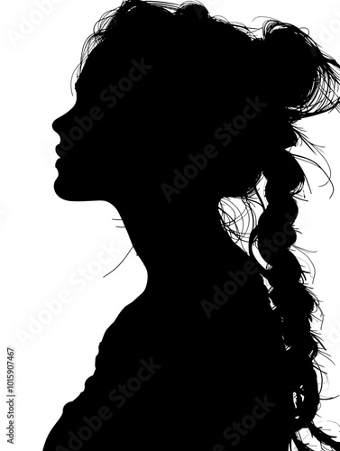 Vector silhouette of a woman's head on a white background. Symbol of female beauty.