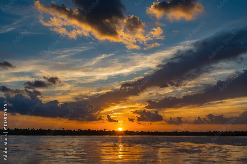amazon river sunset amazon river sunset