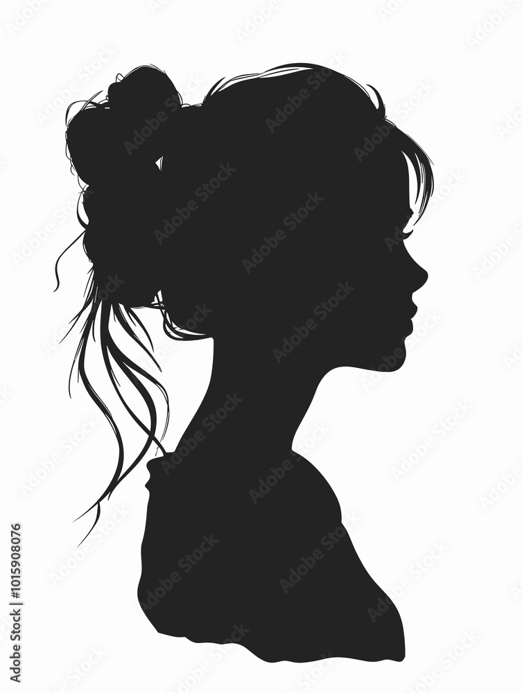 Vector silhouette of a woman's head on a white background. Side view. Vector silhouette of a woman's head on a white background. Side view.