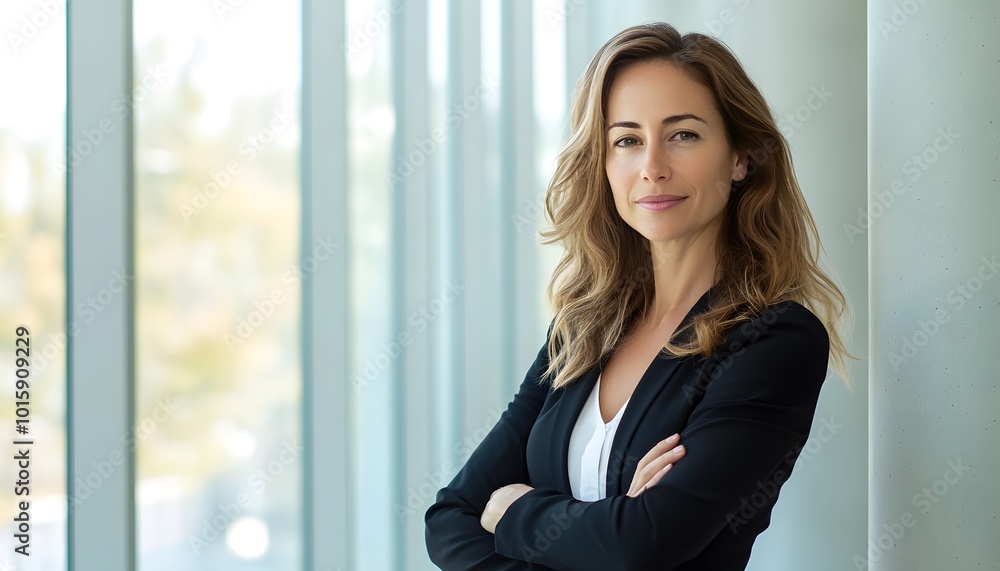 Confident Businesswoman Standing by a Window Confident Businesswoman Standing by a Window