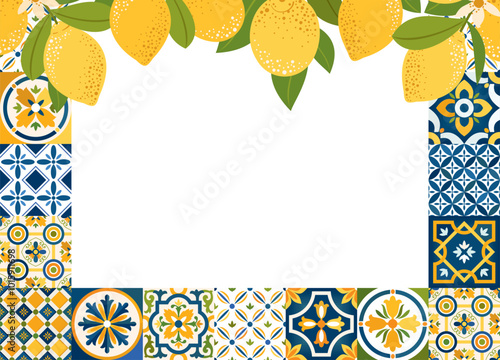 MEDITERRANEAN TILE LEMONS FRAME