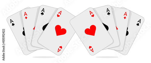 Set of four aces playing cards suits. Winning poker hand. JPG include isolated path. eps10