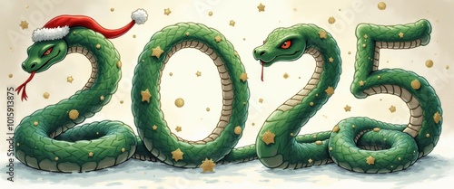 green snake as a symbol of the new year 2025, ai generated