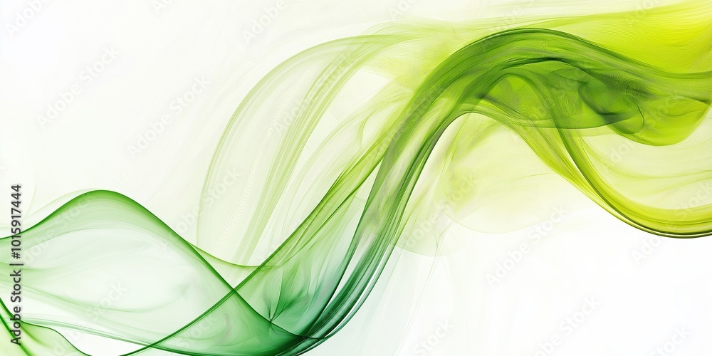 A green wave with a white background. The green color is vibrant and lively, while the white background provides a clean and simple contrast. Concept of movement and energy A green wave with a white background. The green color is vibrant and lively, while the white background provides a clean and simple contrast. Concept of movement and energy
