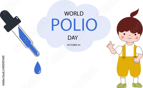 World Polio Day vector banner. Cute fun children on pastel background. Doodle vector flat cartoon illustration for information flyers, posters.