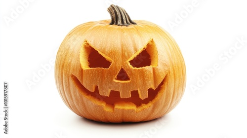 Halloween pumpkin head jack lantern on white background photo