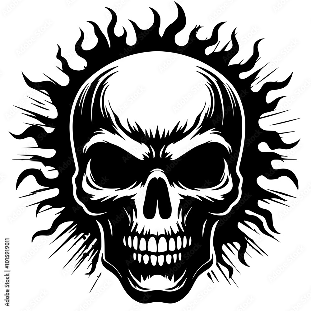 Fiery skull silhouette Fiery skull silhouette