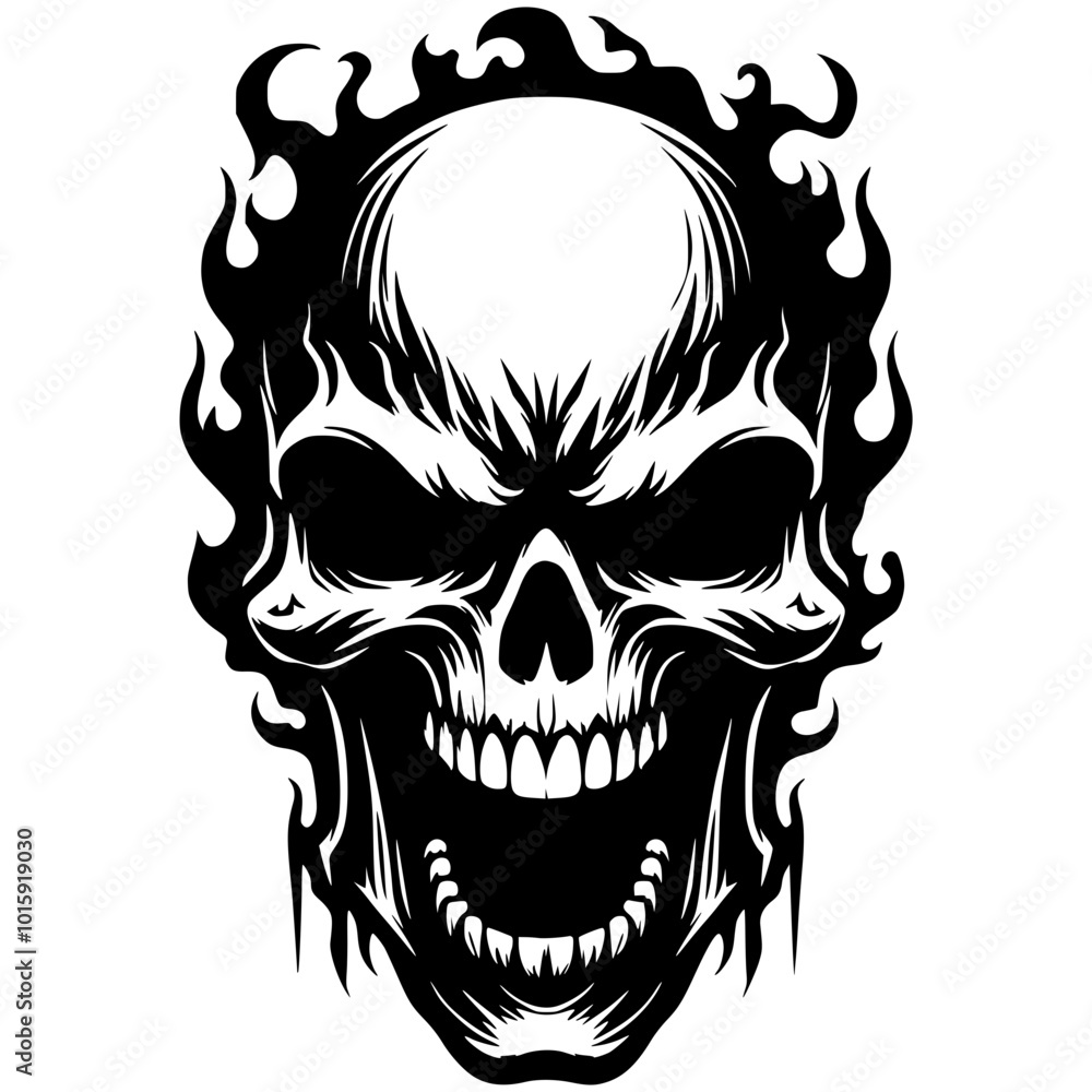 Obraz premium Black scary skull vector