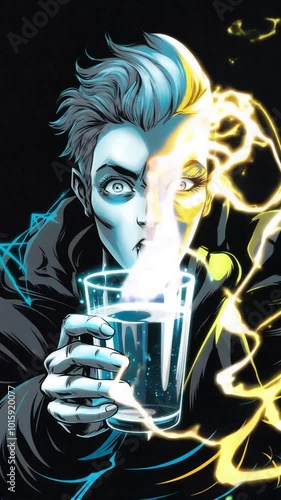 Superhero Transformation  Electric Power  Dark  Glass  Drink