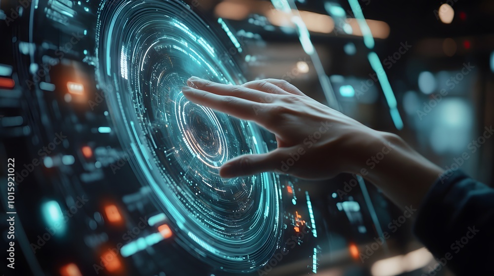 Hand on digital technology cyber space smart world, futuristic smart digital solution internet of thing wireless technology. Hand on digital technology cyber space smart world, futuristic smart digital solution internet of thing wireless technology.