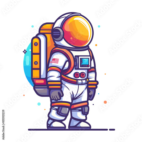 Astronaut in space suit. Vector illustration on white background.