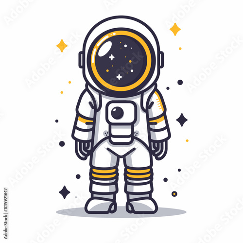 Astronaut in space suit. Vector illustration. Cartoon style.