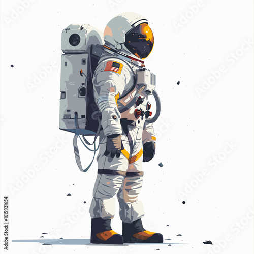Astronaut in space suit. Vector illustration. Cartoon style.
