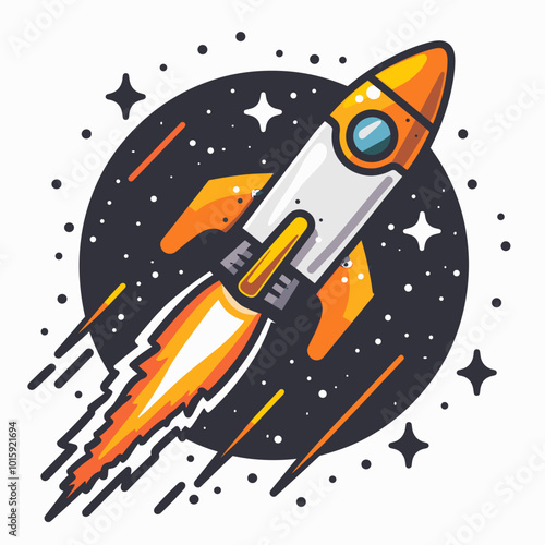 Space rocket icon. Vector illustration in cartoon style on a white background.