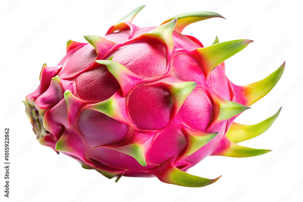 A dragon fruit with vibrant pink skin on a white or transparent background. A dragon fruit with vibrant pink skin on a white or transparent background.