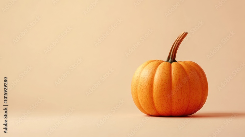 Pumpkin on beige background with empty space for text autumn decoration Pumpkin on beige background with empty space for text autumn decoration