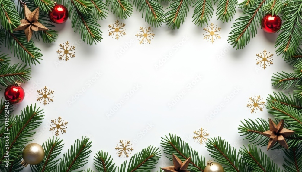 mockup with coniferous branches New Year mockup top view - Image mockup with coniferous branches New Year mockup top view - Image