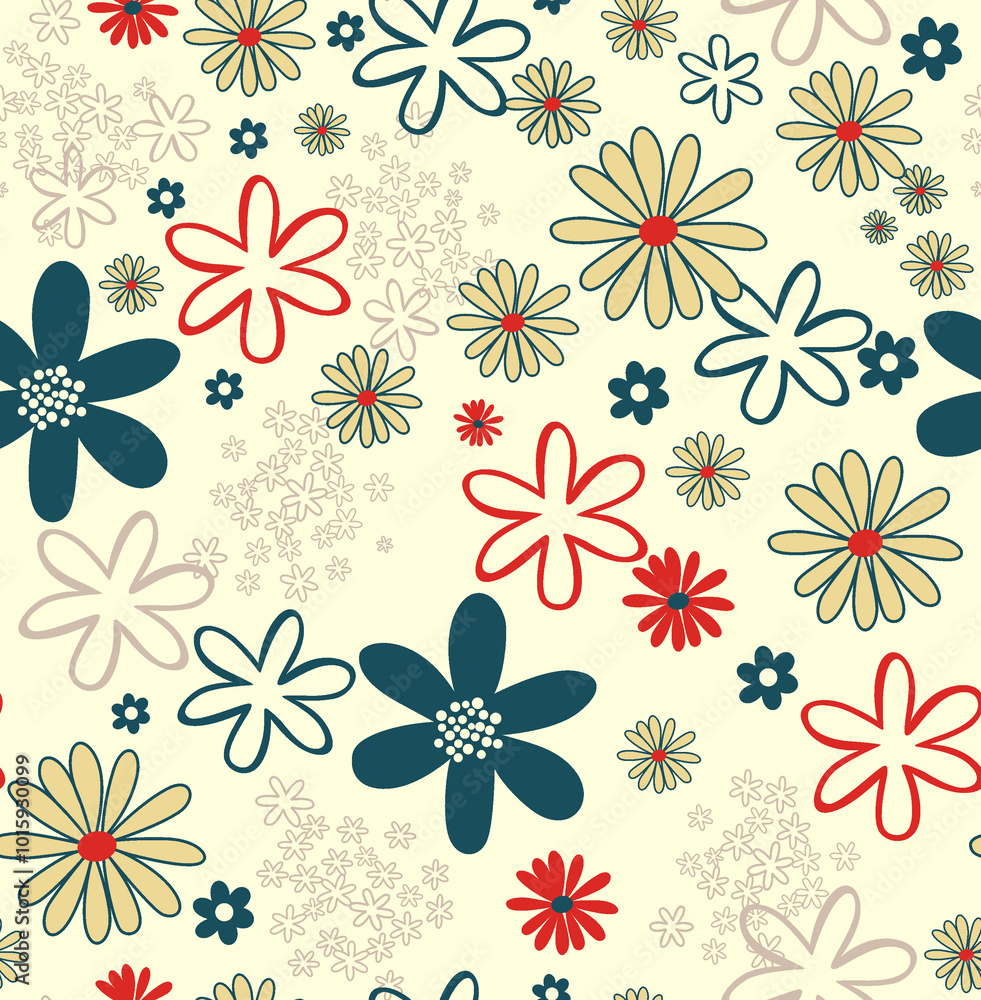 The Seamless Retro Floral Pattern The Seamless Retro Floral Pattern