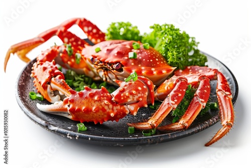 Sichuan Style Red King Crab Isolated on White Background with Clipping Path