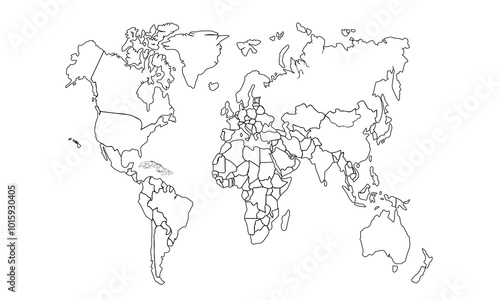 World map. world map outline isolated on a white background. vector illustration.