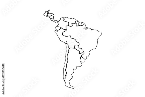 South America map outline vector.