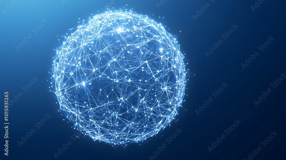 Abstract Blue Sphere with Network Connections Abstract Blue Sphere with Network Connections