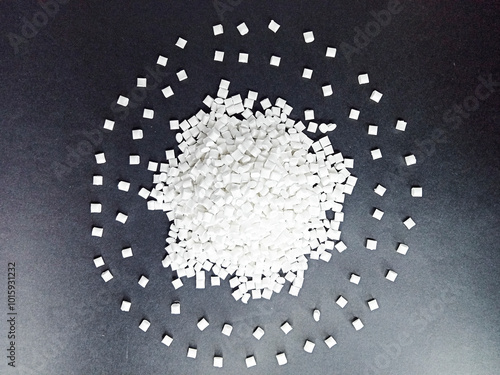 Obraz na płótnie natural polymer granules, virgin raw material, virgin plastic resin, isolated on