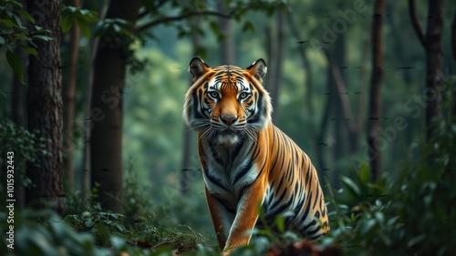 Tiger images, tiger in the wild, Bengal Tiger Stalking Through the Jungle