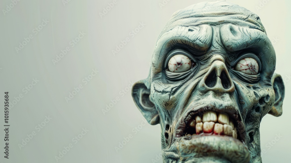 Exaggerated Zombie Face with Distinct Features Exaggerated Zombie Face with Distinct Features