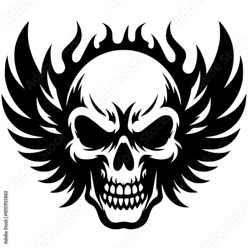 Black scary skull vector