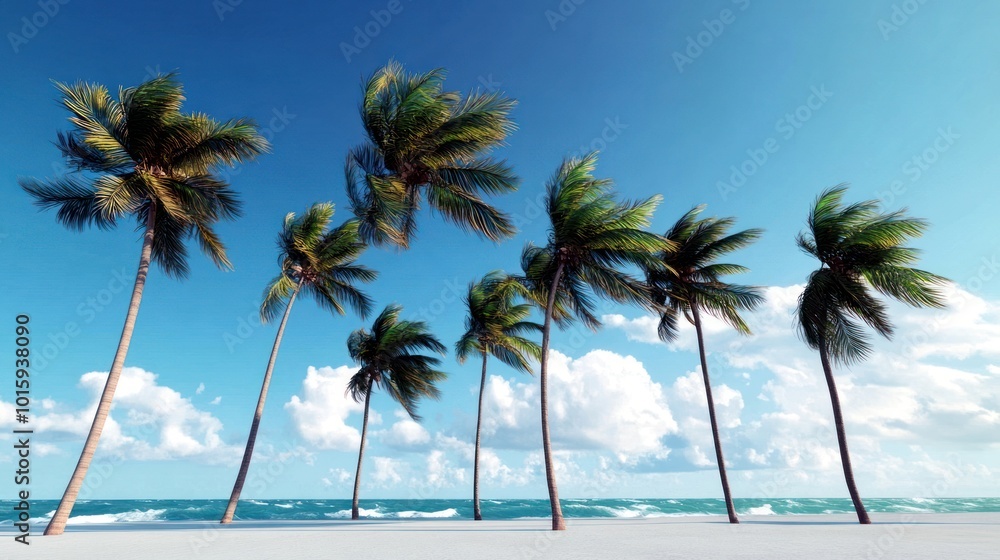 Fototapeta premium Tropical Beach Palm Trees Summer Vacation Paradise