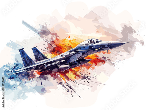 Fighter jet fighter jet aircraft illustration painting background. Military jet fighter jet in flight.