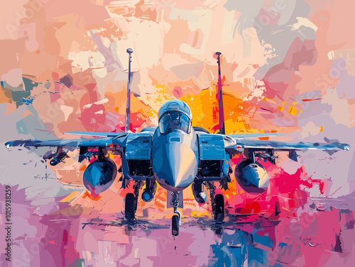 Fighter jet fighter jet aircraft illustration painting background. Military jet fighter jet in flight.