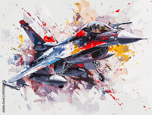 Fighter jet fighter jet aircraft illustration painting background. Military jet fighter jet in flight.