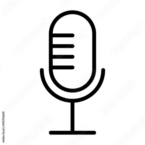 Minimalist microphone vector icon for podcasting and audio production