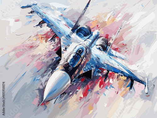 Fighter jet fighter jet aircraft illustration painting background. Military jet fighter jet in flight.