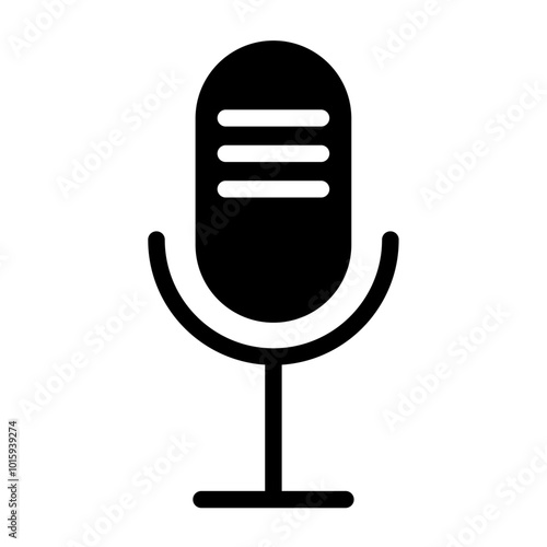 Minimalist microphone vector icon for podcasting and audio production